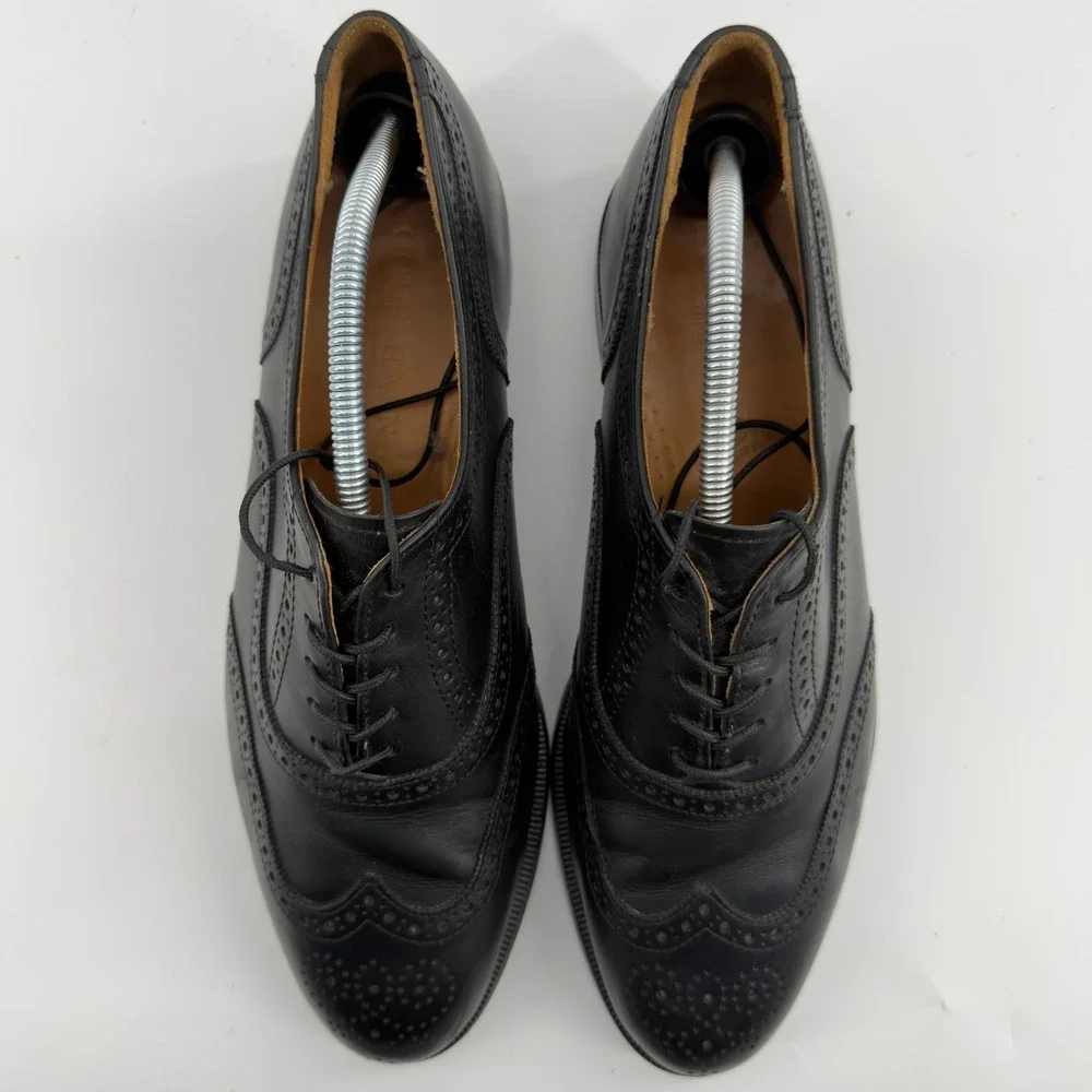 Cole Haan Mens Black Leather Wingtip Oxford Dress Shoes 11 D